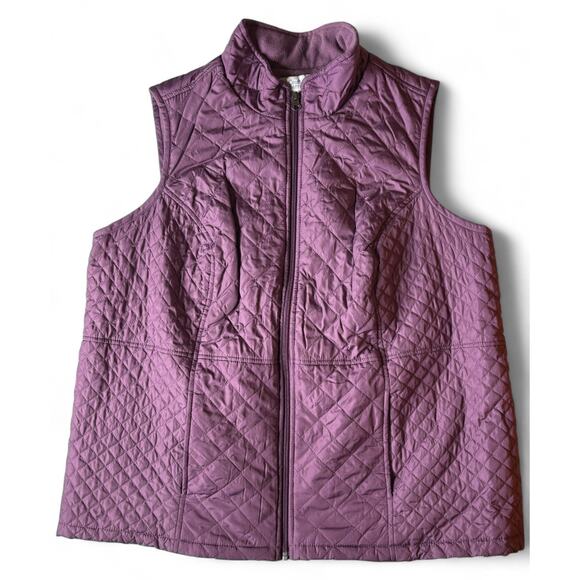 Croft & Barrow Quilted Zip Front Purple Vest Women’s Plus Size 1X Outerwear - Picture 1 of 7